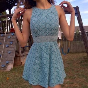 Mudd Lace Crochet Powder Blue Skater Mini Dress XL